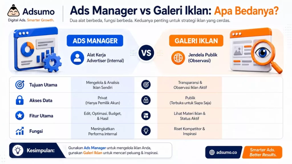 Ads Manager vs Galeri Iklan