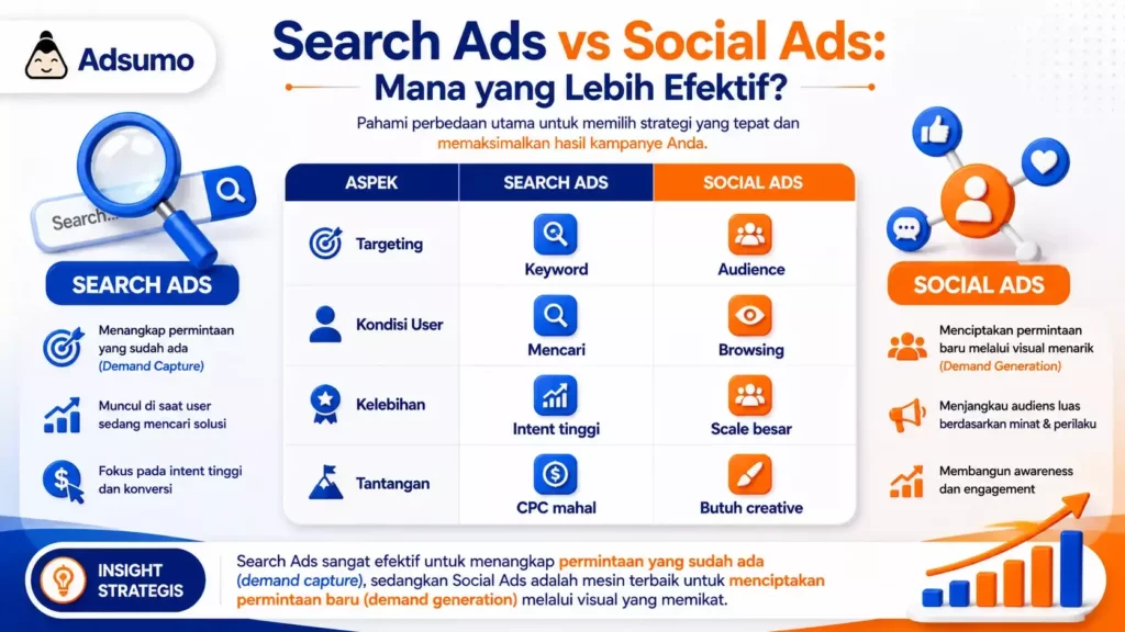 Perbedaan Search Ads dan Social Ads