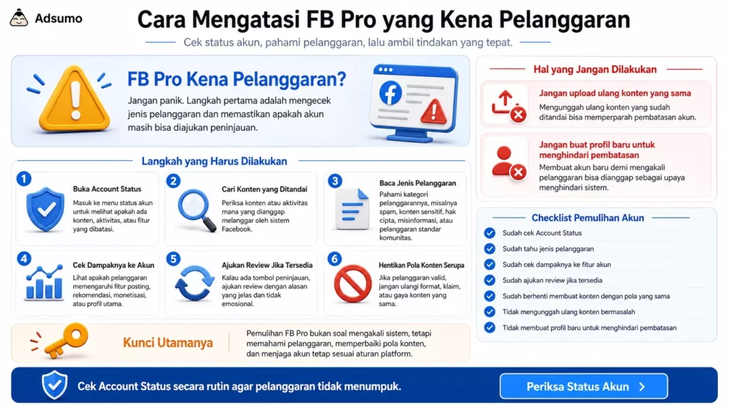 Cara Mengatasi FB Pro yang Kena Pelanggaran