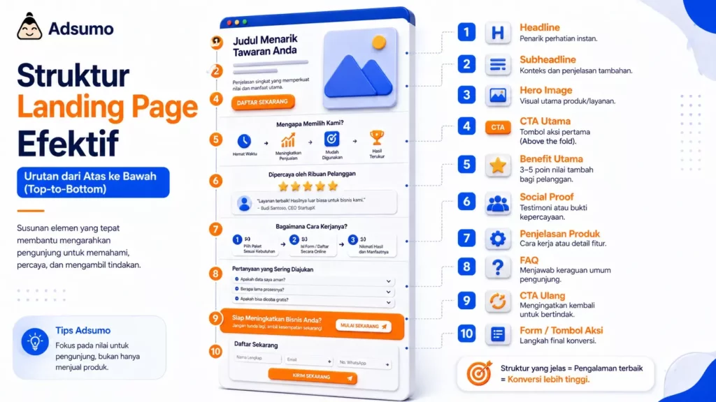 Contoh struktur landing page yang efektif